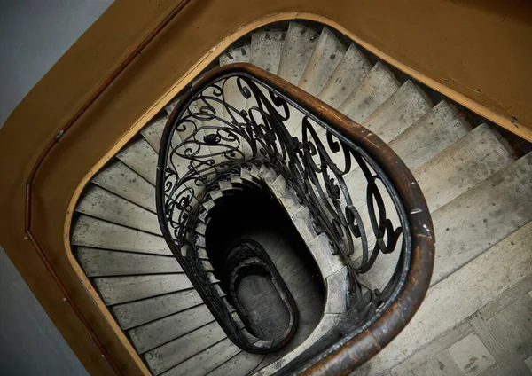 Spiral Square Staircase Looked Vintage Staircase Old Tenement House Perspective — Stock Photo, Image