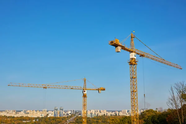 Construction Site Cranes Sky Background — Stock Photo, Image