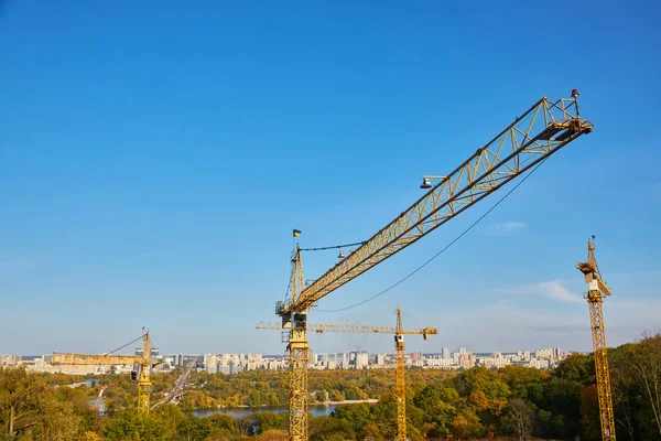 Construction Site Cranes Sky Background — Stock Photo, Image