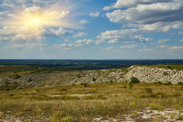 Chalk Mountains Sunny Day Protected Area Svyatogorsk Ukraine — Stock Photo, Image