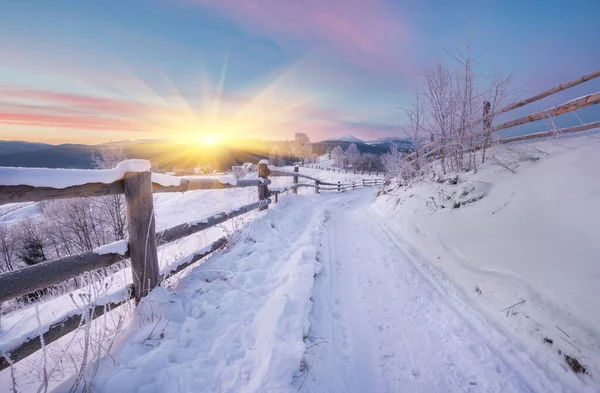 Vackert Vinterlandskap Karpaterna — Stockfoto