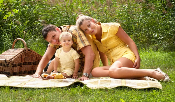 O familie fericită picnicking în aer liber — Fotografie, imagine de stoc