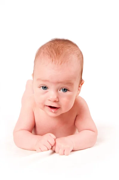 Aranyos baba portré elszigetelt fehér background — Stock Fotó