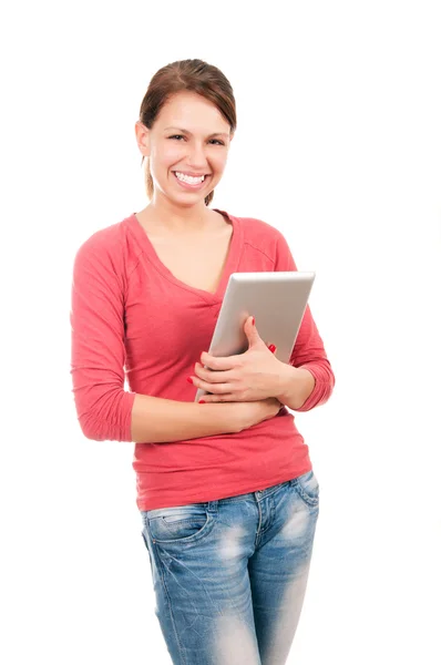 Chica estudiante joven con tableta pc —  Fotos de Stock