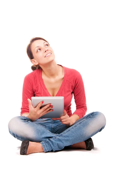 Chica estudiante joven con tableta pc —  Fotos de Stock