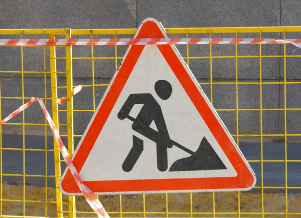 Road works sign — Stock Photo, Image