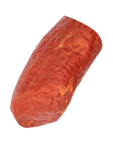 Pedaço de carne cozida e defumada isolado — Fotografia de Stock