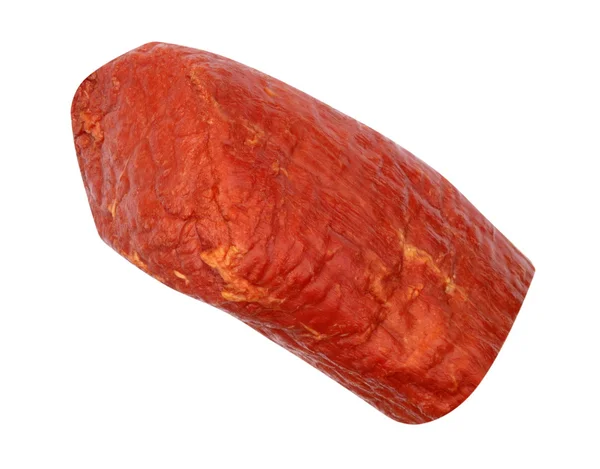 Főzött és füstölt hús darabja Izolált — Stock Fotó