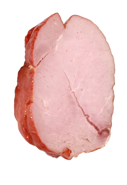 一块烧焦和熏制的孤立肉类 — 图库照片