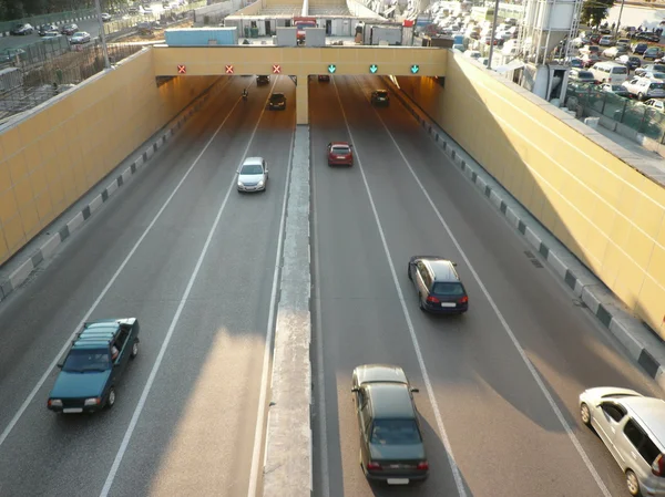 Road tunnel under bridge — Stock Photo, Image