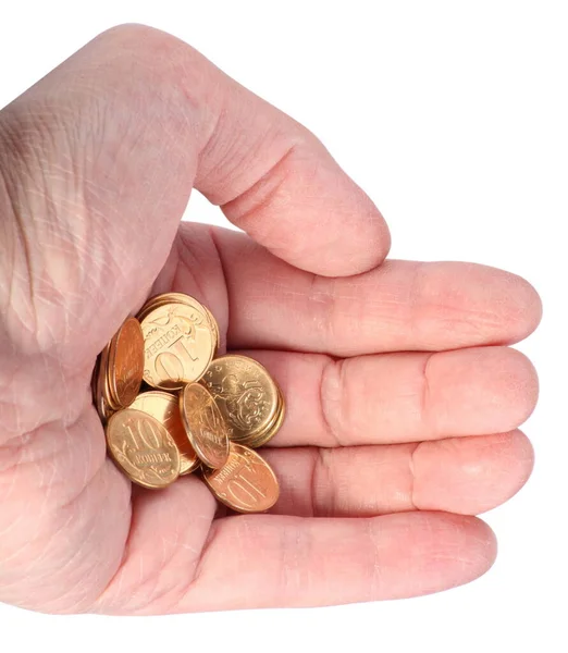 Hand Copper Coins Isolated — Stock Photo, Image