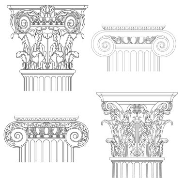 Classic style column , vector set clipart