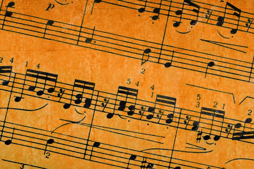 Background music note paper Music notes on old paper sheet