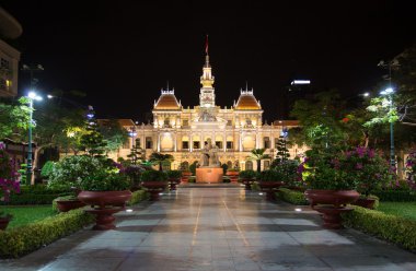 Scenic view of the Ho Chi Minh City Hall in Saigon clipart