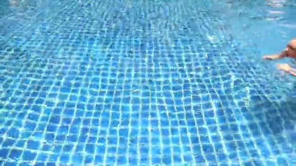 Nő úszik a medencében — Stock videók