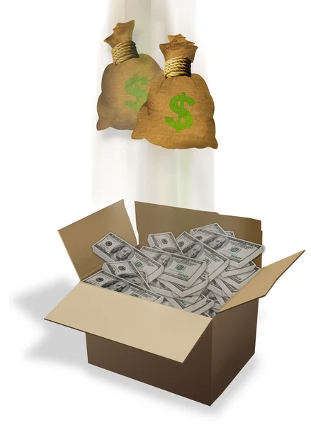 Bolsas y caja de dinero . — Foto de Stock