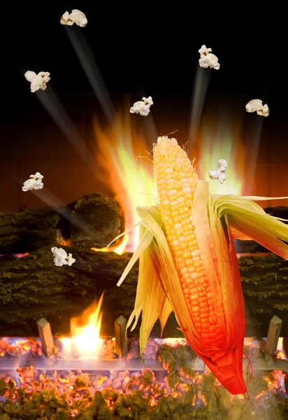 Corn Popping. — Stock Photo, Image