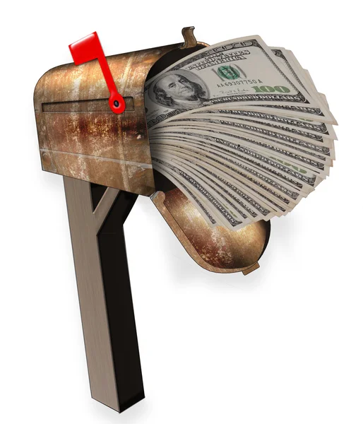 Mailbox full of money. — Stock Photo, Image