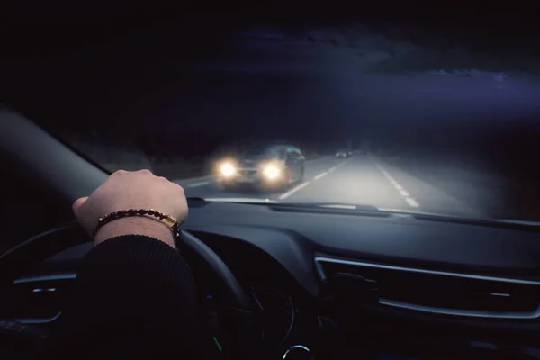 Auto Rijden Nachts — Stockfoto