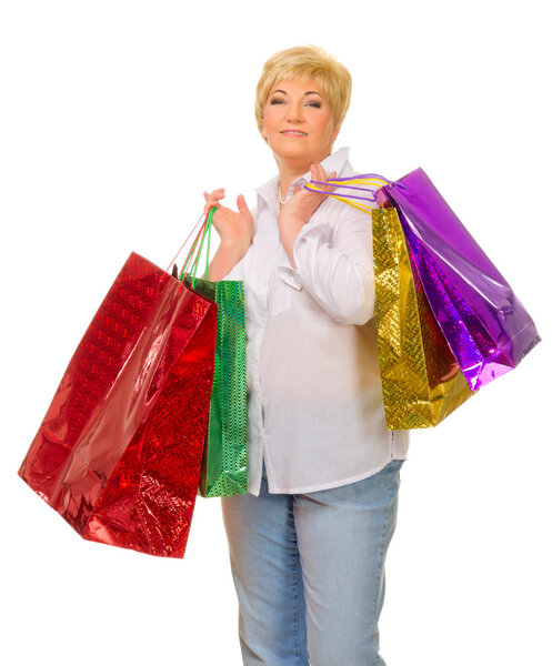 Senior woman with bags