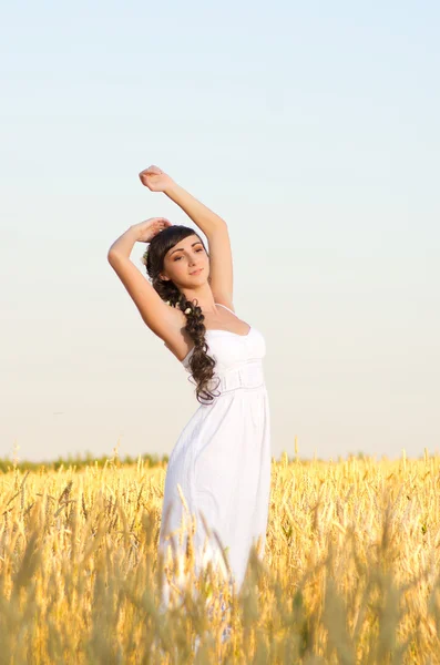 Ragazza sul campo di grano — Foto Stock