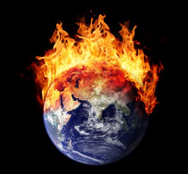 Burning earth globe east hemisphere