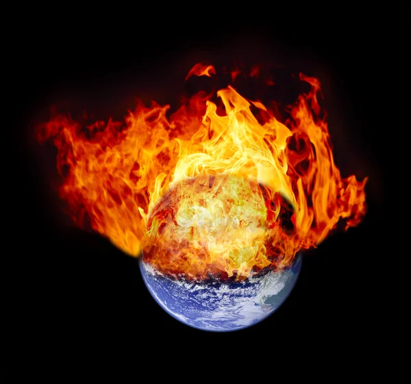 Burning earth globe — Stock Photo, Image