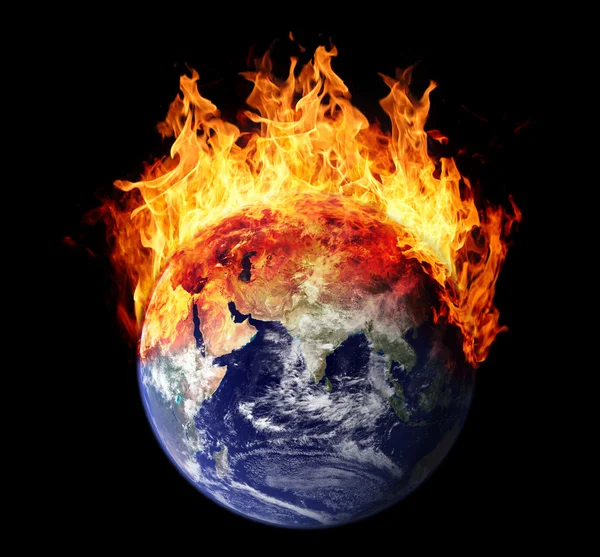 Tierra ardiendo globo hemisferio este —  Fotos de Stock