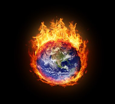 Burning globe earth (west hemisphere)