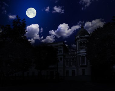 gece gökyüzü altında antik yapı