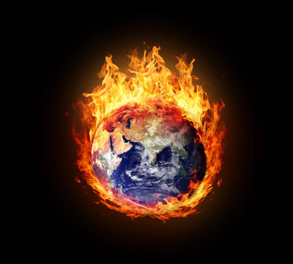 Burning globe earth (east hemisphere) — Stock Photo, Image