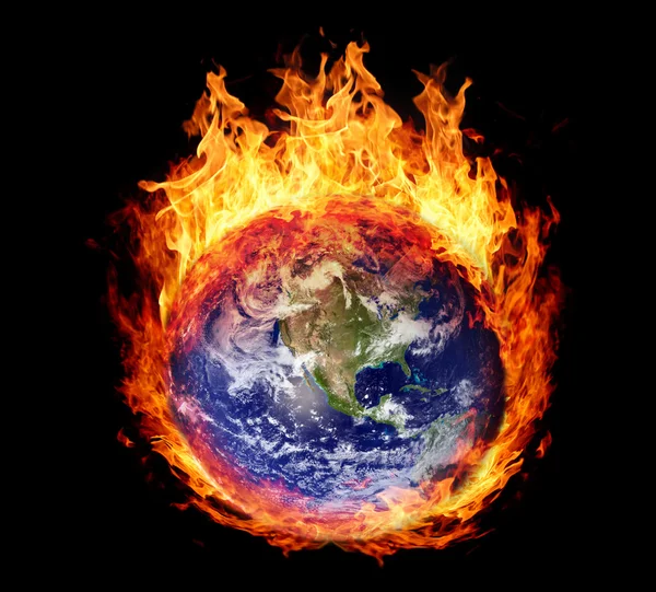 Burning globe earth (west hemisphere) — Stock Photo, Image