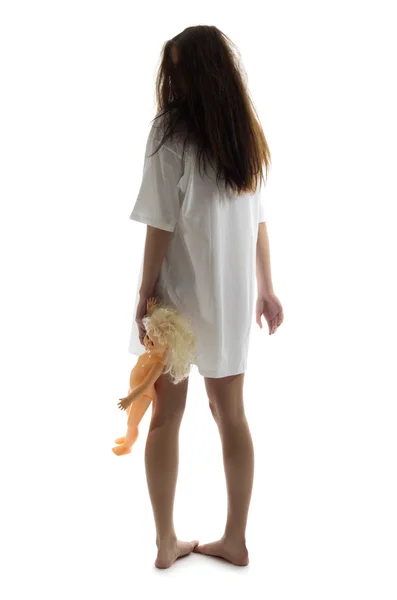 Κορίτσι ζόμπι με κούκλα — Φωτογραφία Αρχείου