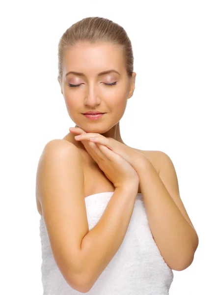 Young woman with towel — Stock Photo, Image