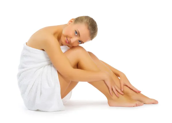 Jeune femme en bonne santé isolé — Photo