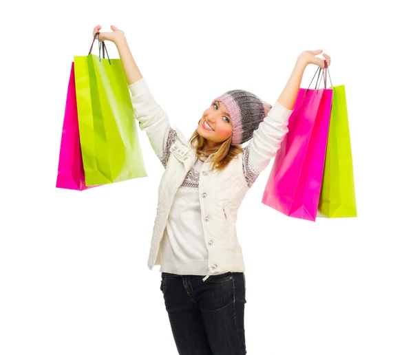 Jeune fille avec des sacs — Photo