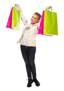 çanta ile genç gülümseyen kız