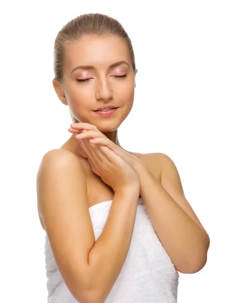 Jeune femme en bonne santé isolé — Photo