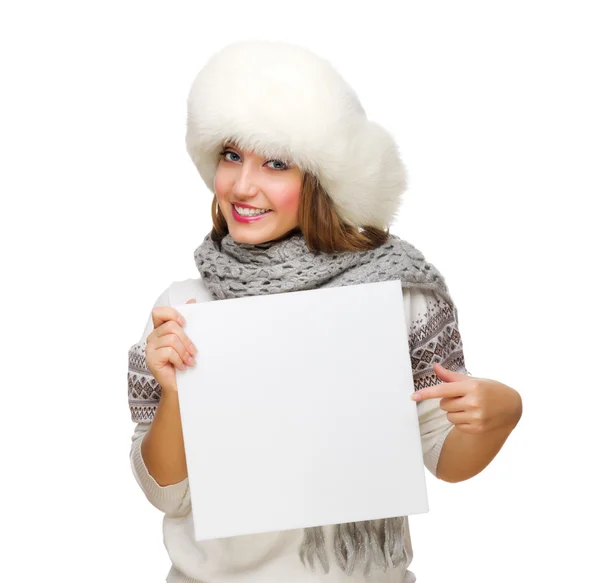 Young girl with empty messages board — Stock Photo, Image