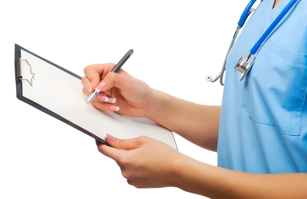 Young doctor with clipboard — Stock Photo, Image