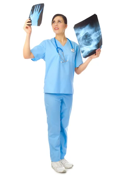 Young doctor with x-rays — Stock Photo, Image