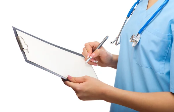 Young doctor with clipboard Stock Image