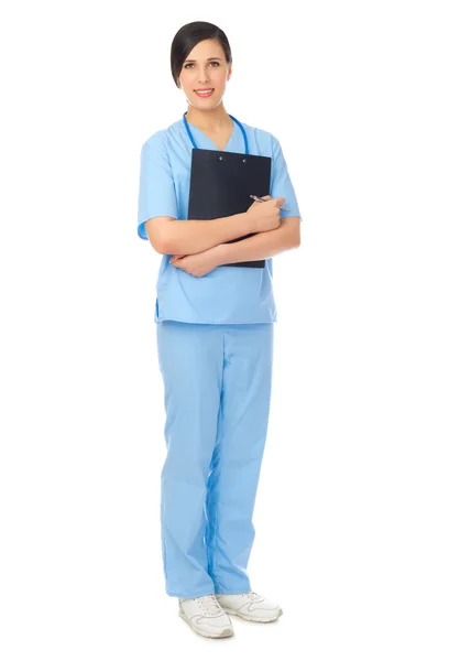 Joven médico con portapapeles — Foto de Stock