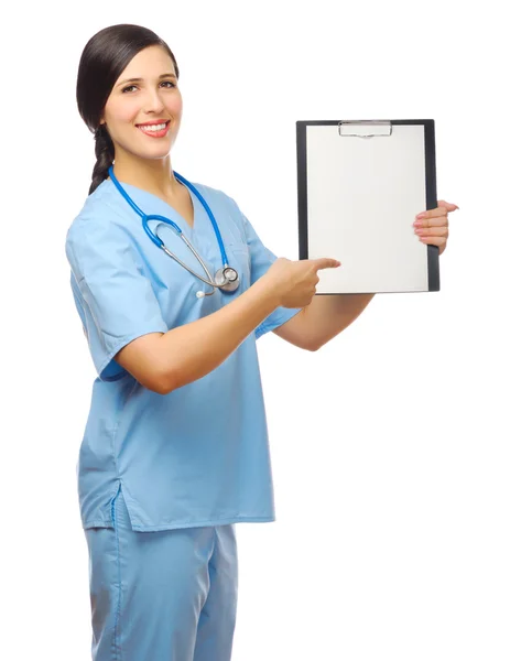 Young doctor with clipboard — Stock Photo, Image