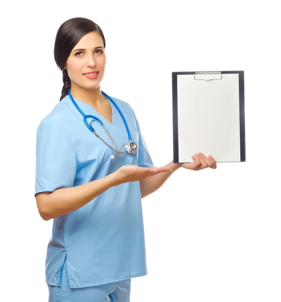 Young doctor with clipboard — Stock Photo, Image