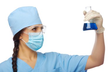 doktor yalıtılmış bir şişe ile