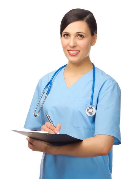 Doctor with clipboard isolated — Stock Photo, Image