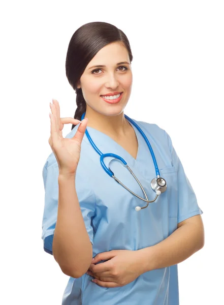 Successed doctor shows ok gesture — Stock fotografie