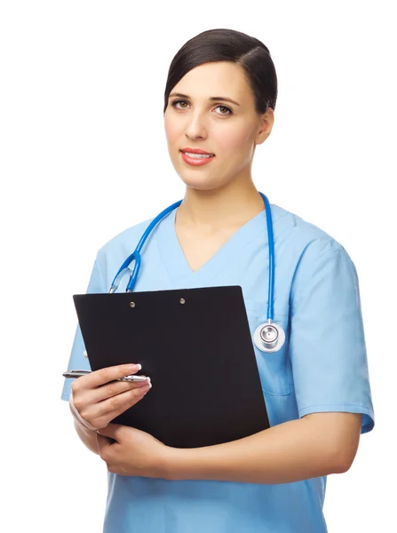 Young doctor with clipboard — Stock Photo, Image