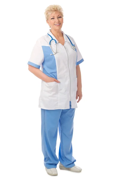 Smiling mature doctor with stethoscope — Stock Photo, Image